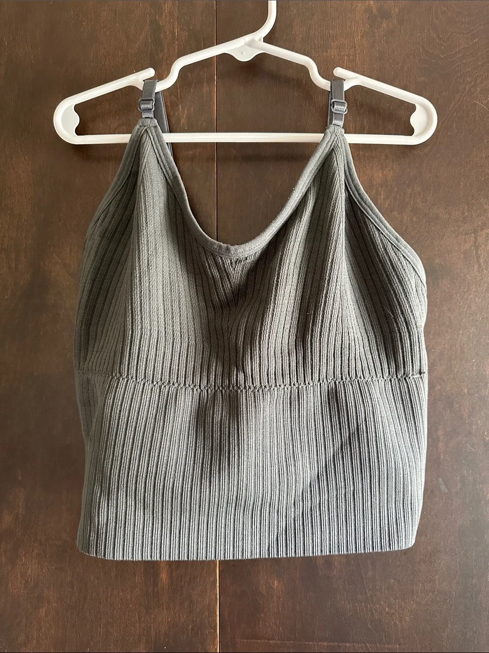 Women's Gray Ribbed Cropped Camisole Tank - Picture 1 of 3